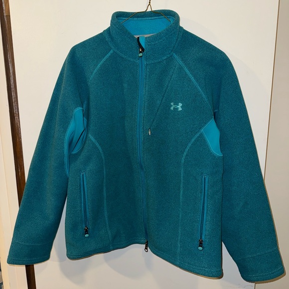 Under Armour Women’s Turquoise Teal Fleece Zip Up Coat Size Medium - Picture 1 of 8